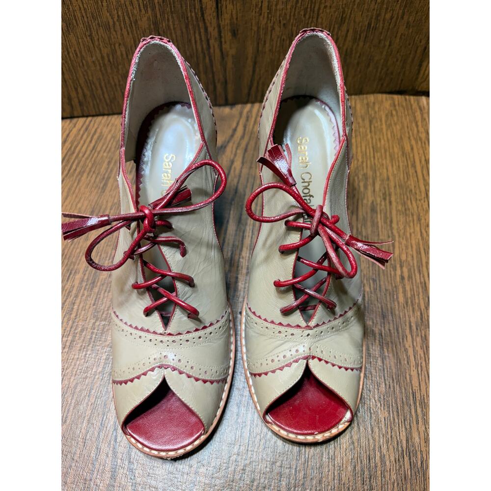 Sarah Chofakian Mary Jane Lace Up Peep Toe Size EU38 Handmade in Brazil - Picture 7 of 14
